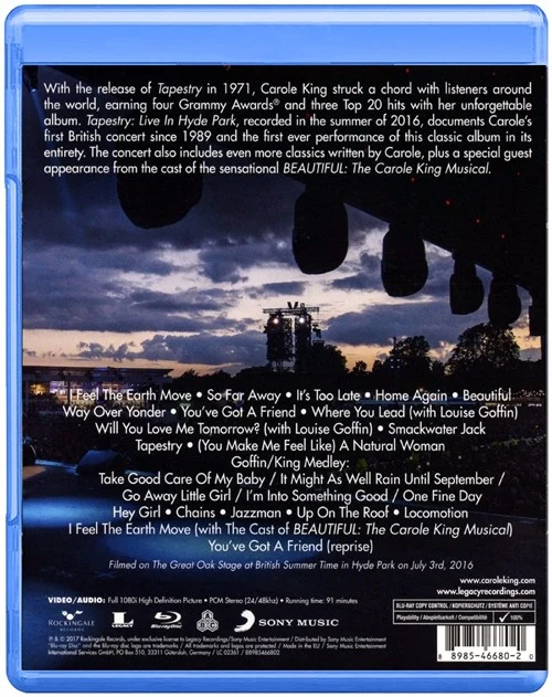 图片[2]-卡洛金 织锦画: 海德公园现场实况 Carole King Tapestry Live in Hyde Park 2016《BDMV 16.7GB》-蓝光演唱会资源网