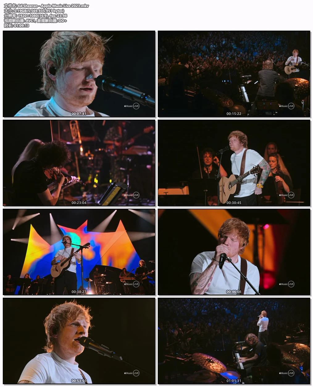 图片[5]-艾德·希兰 Ed Sheeran – Apple Music Live 2023 1080P [HDTV MKV 5.18GB]-蓝光演唱会资源网