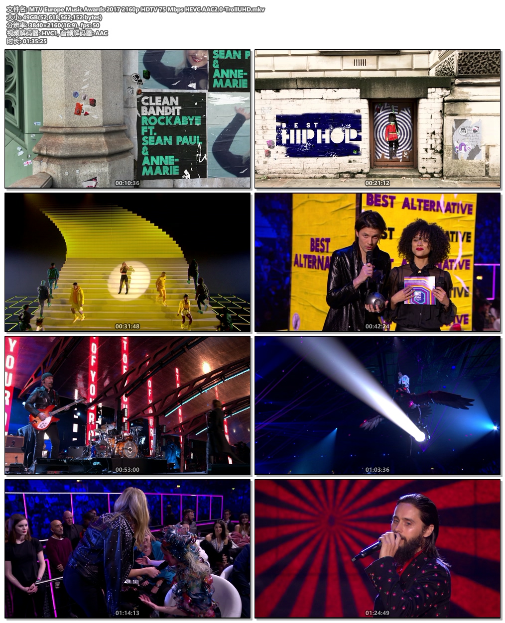 图片[4]-MTV Europe Music Awards 2017 2160p HDTV 75 Mbps HEVC AAC2.0-TrollUHD《HDTV MKV 49G》-蓝光演唱会资源网