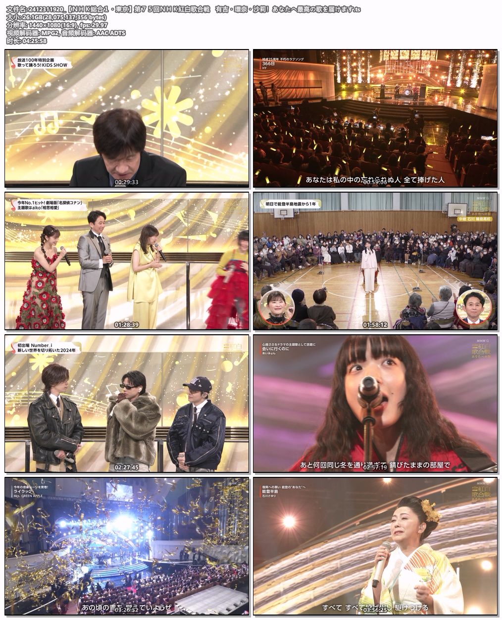 图片[5]-第75回 NHK紅白歌合戦 75th NHK Kouhaku Uta Gassen 2024 [HDTV TS 26.1GB]-蓝光演唱会资源网