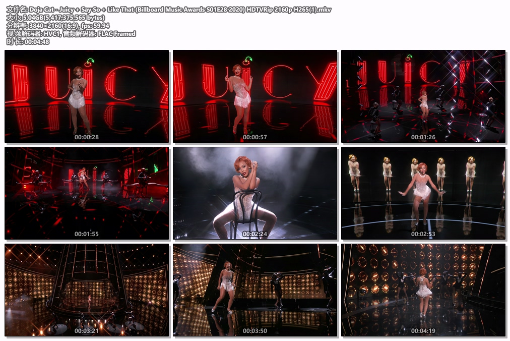图片[2]-Doja Cat – Juicy + Say So + Like That (Billboard Music Awards 2020) HDTV 1080i+2160p H264+H265 1.10GB+5.05GB [HDTV MKV 6.14GB]-蓝光演唱会资源网