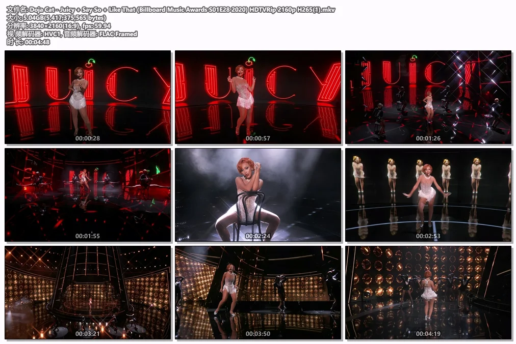 图片[2]-Doja Cat – Juicy + Say So + Like That (Billboard Music Awards 2020) HDTV 1080i+2160p H264+H265 1.10GB+5.05GB [HDTV MKV 6.14GB]-蓝光演唱会资源网