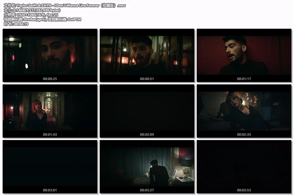 图片[2]-泰勒·斯威夫特 & 泽恩·马利克 Taylor swift & Zayn Malik – I Dont Wanna Live Forever 1080P [ProRes MOV 5.14GB]-蓝光演唱会资源网