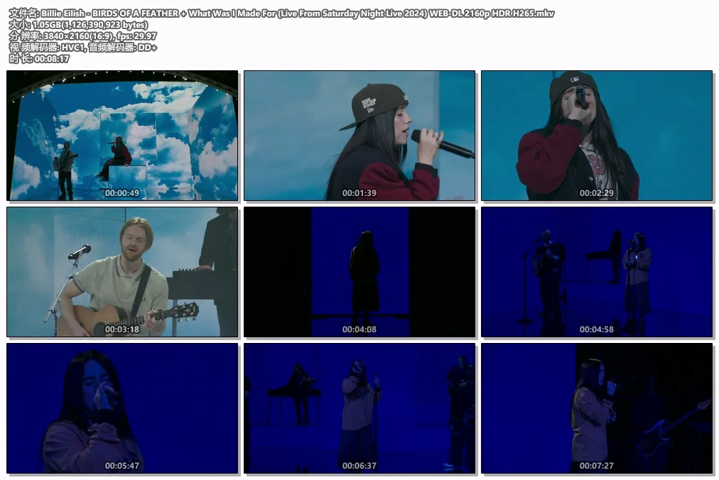 图片[2]-Billie Eilish – BIRDS OF A FEATHER + What Was I Made For (Live From 𝐒𝐚𝐭𝐮𝐫𝐝𝐚𝐲 𝐍𝐢𝐠𝐡𝐭 𝐋𝐢𝐯𝐞 2024) WEB-DL 2160p SDR+HDR H265 – 1.08GB+1.05GB [WEB-DL MKV 2.13GB]-蓝光演唱会资源网