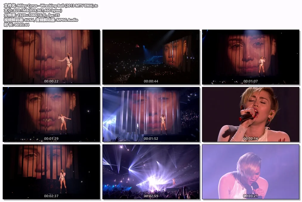 图片[4]-麦莉·赛勒斯 Miley Cyrus – Wrecking Ball (2013 MTV EMA 1080i) [HDTV TS 820MB]-蓝光演唱会资源网